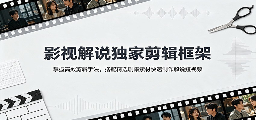 影视解说独家剪辑框架：掌握高效剪辑手法，搭配精选剧集素材快速制作解说短视频-青鹤工作室