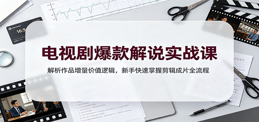 电视剧爆款解说实战课:解析作品增量价值逻辑,新手快速掌握剪辑成片全流程-青鹤工作室