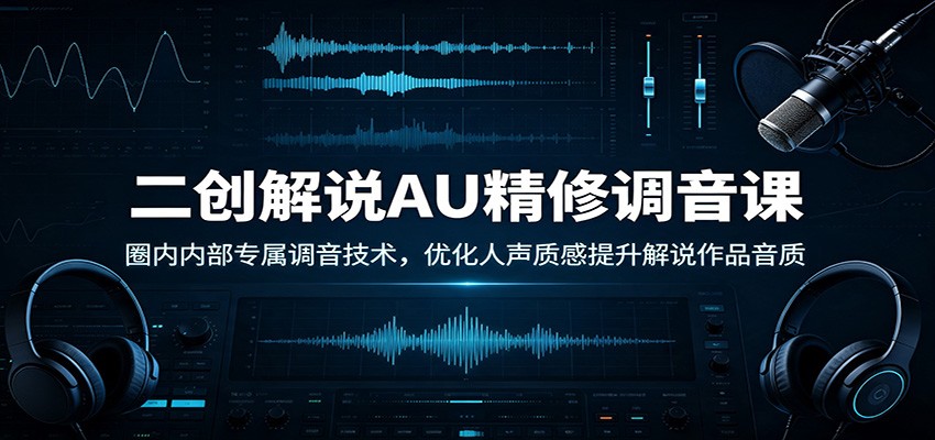 二创解说AU精修调音课:圈内内部专属调音技术,优化人声质感提升解说作品音质-青鹤工作室