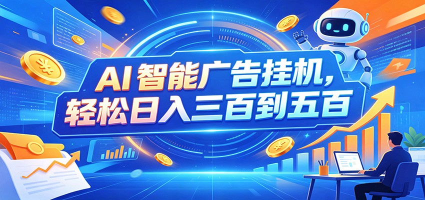 AI智能广告挂机,24小时自动跑,日入300-500,新手零门槛-青鹤工作室