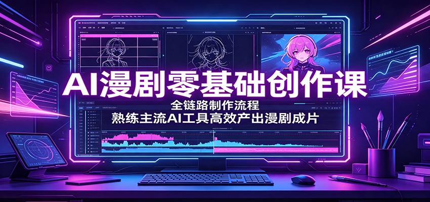 AI漫剧零基础创作课:全链路制作流程,熟练主流AI工具高效产出漫剧成片-青鹤工作室