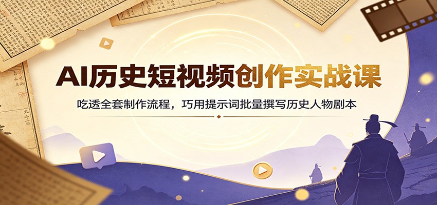 AI历史短视频创作实战课：吃透全套制作流程，巧用提示词批量撰写历史人物剧本-青鹤工作室