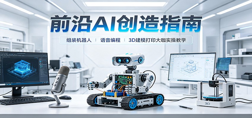 前沿AI创造指南:组装机器人、语音编程、3D建模打印大咖实操教学-青鹤工作室