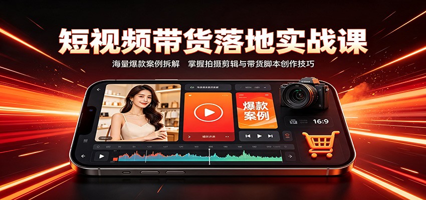 短视频带货落地实战课:海量爆款案例拆解,掌握拍摄剪辑与带货脚本创作技巧-青鹤工作室