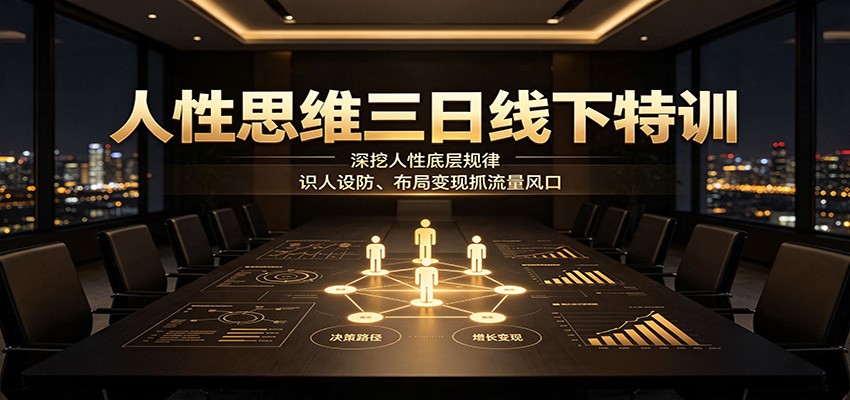 人性思维三日线下特训:深挖人性底层规律,识人设防、布局变现抓流量风口-青鹤工作室