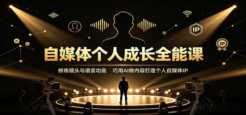 自媒体个人成长全能课：修炼镜头与语言功底，巧用AI做内容打造个人自媒体IP-青鹤工作室