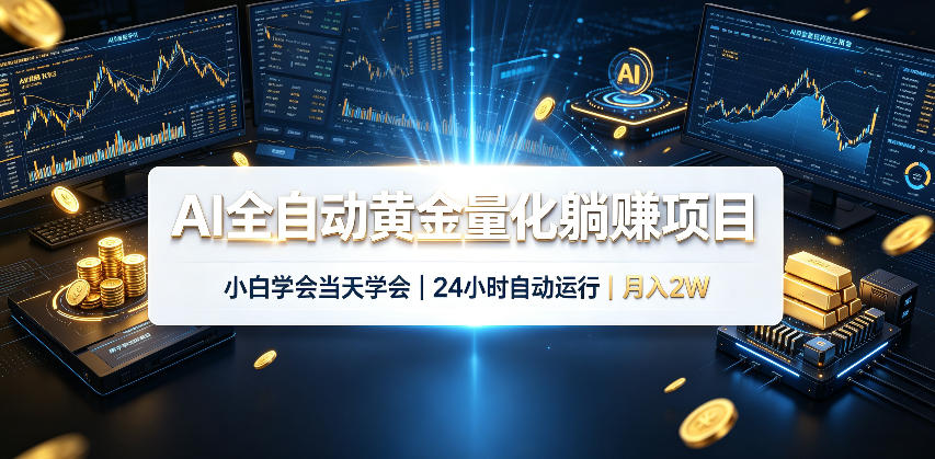 AI全自动黄金量化躺賺项目，24小时自动运行，月入2W！-青鹤工作室