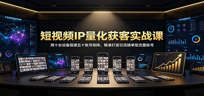 短视频IP量化获客实战课：用十台设备搭建五十账号矩阵，精准打造引流接单型流量账号-青鹤工作室