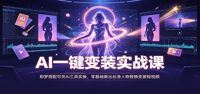 AI一键变装实战课：即梦搭配可灵AI工具实操，零基础做出丝滑人物替换变装短视频-青鹤工作室