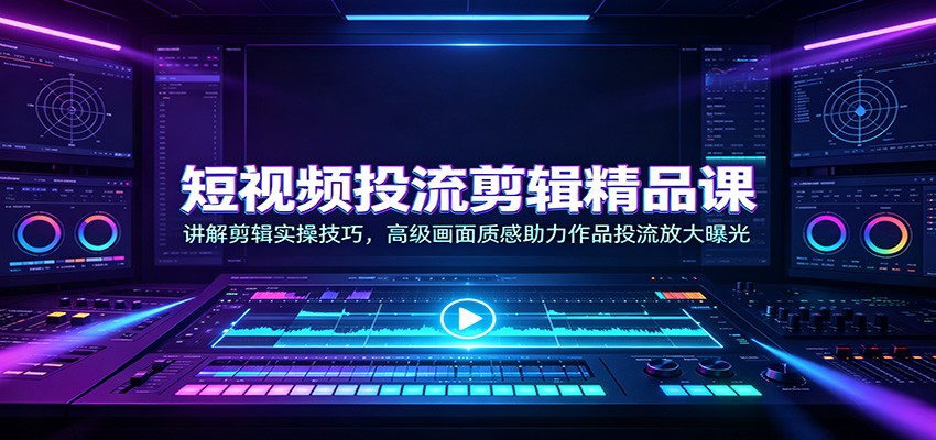 短视频投流剪辑精品课:讲解剪辑实操技巧,高级画面质感助力作品投流放大曝光-青鹤工作室