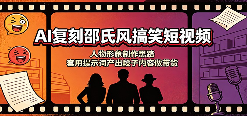 AI复刻邵氏风搞笑短视频：人物形象制作思路，套用提示词产出段子内容做带货-青鹤工作室