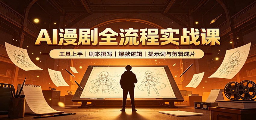 AI漫剧全流程实战课:工具上手、剧本撰写、爆款逻辑、提示词与剪辑成片-青鹤工作室