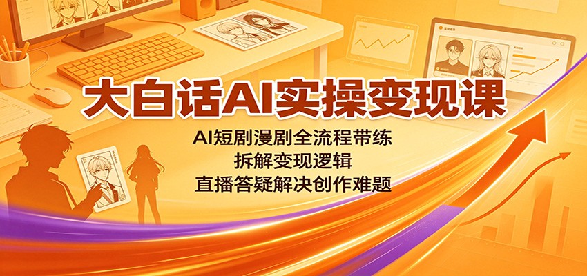 大白话AI实操变现课:AI短剧漫剧全流程带练,拆解变现逻辑,直播答疑解决创作难题-青鹤工作室