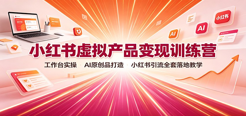 小红书虚拟产品变现训练营：工作台实操，AI原创品打造，小红书引流全套落地教学-青鹤工作室