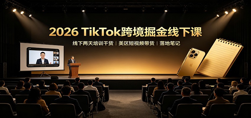 2026 TikTok跨境掘金线下课:线下两天培训干货,美区短视频带货落地笔记-青鹤工作室