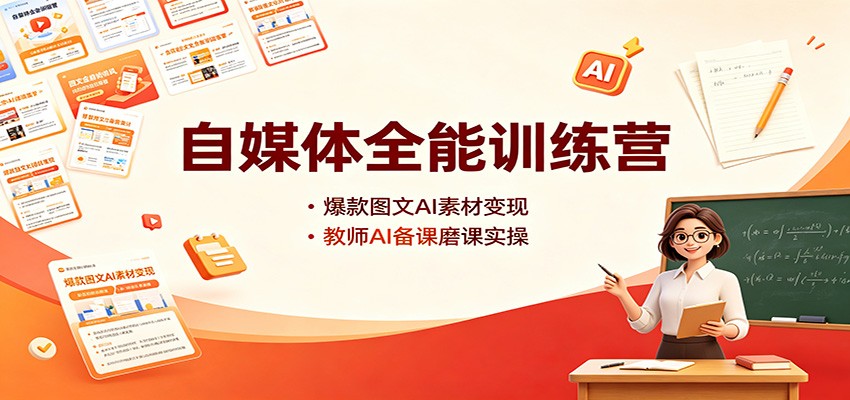 自媒体全能训练营:爆款图文AI素材变现,教师AI备课磨课实操-青鹤工作室