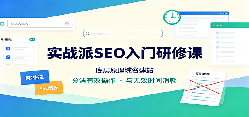 实战派SEO入门研修课：底层原理域名建站，分清有效操作与无效时间消耗-青鹤工作室