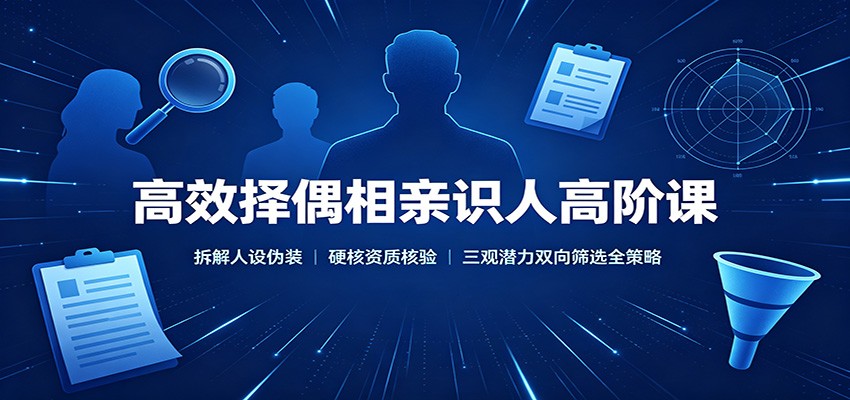 高效择偶相亲识人高阶课:拆解人设伪装,硬核资质核验,三观潜力双向筛选全策略-青鹤工作室