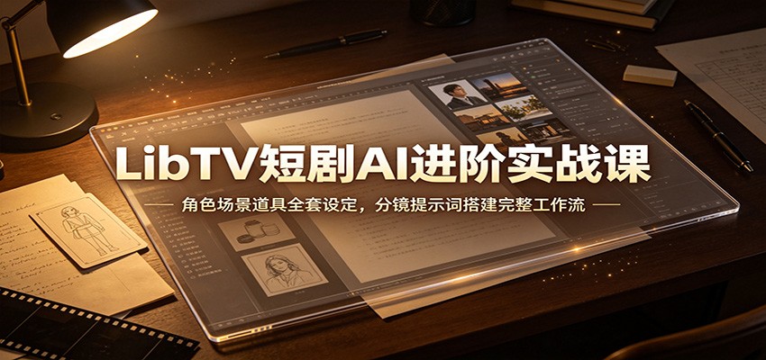 LibTV短剧AI进阶实战课：角色场景道具全套设定，分镜提示词搭建完整工作流-青鹤工作室