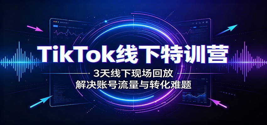TikTok线下特训营:3天线下现场回放,解决账号流量与转化难题-青鹤工作室