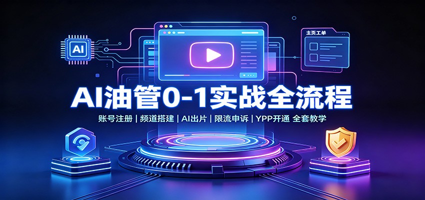 AI油管0-1实战：账号注册频道搭建，AI出片，限流申诉，YPP开通全套教学-青鹤工作室