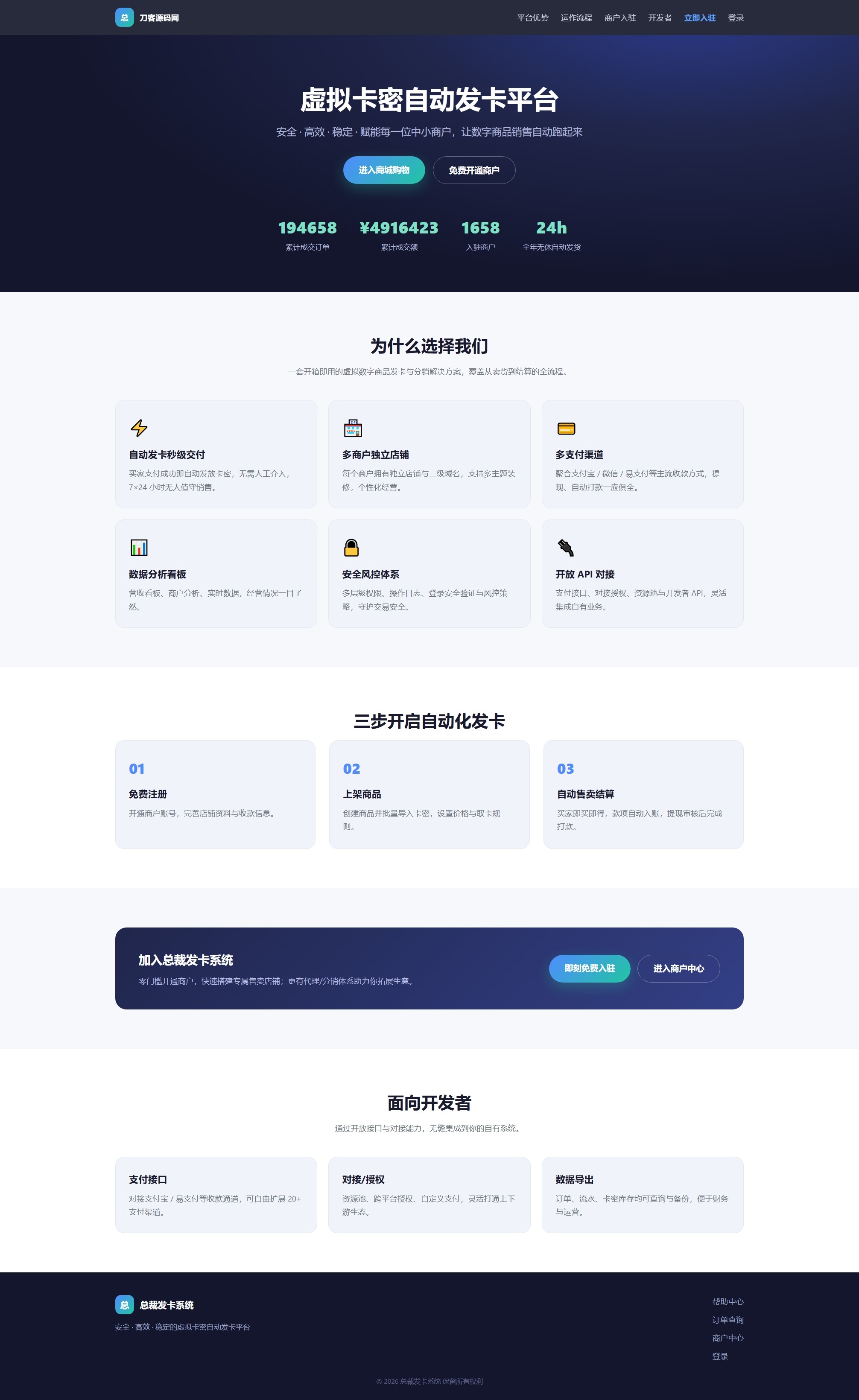 总裁自动发卡系统源码-青鹤工作室