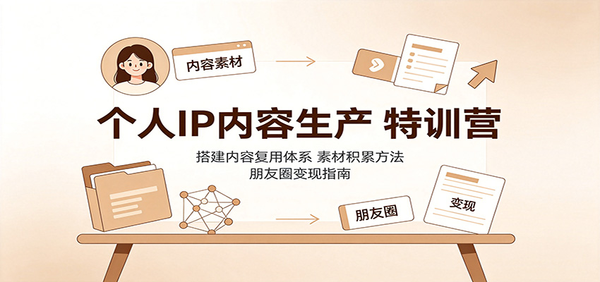 个人IP内容生产特训营:搭建内容复用体系,素材积累方法,朋友圈变现指南-青鹤工作室
