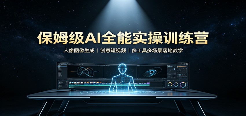 保姆级AI全能实操训练营：人像图像生成，创意短视频，多工具多场景落地教学-青鹤工作室