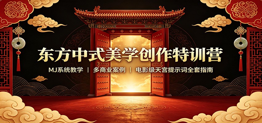 东方中式美学创作特训营:MJ系统教学,多商业案例,电影级天宫提示词全套指南-青鹤工作室