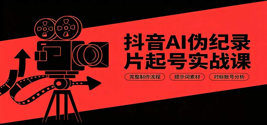 抖音AI伪纪录片起号实战课:完整制作流程,提示词素材,对标账号分析-青鹤工作室