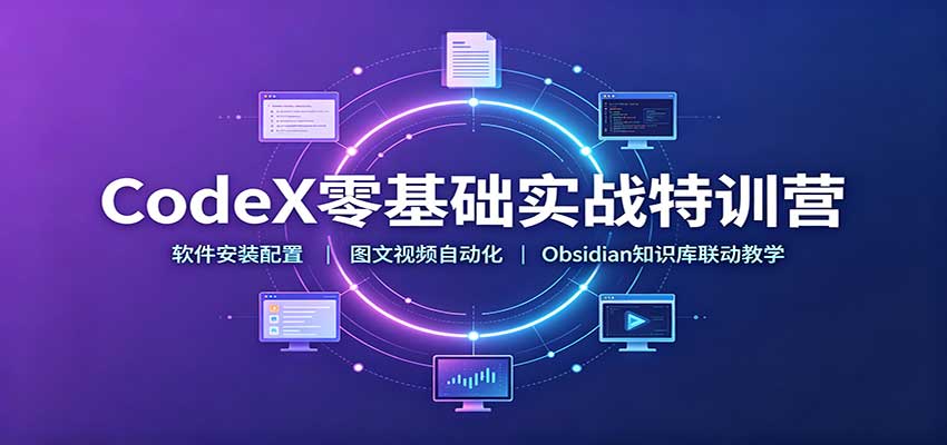 CodeX零基础实战特训营:软件安装配置,图文视频自动化,Obsidian知识库联动教学-青鹤工作室