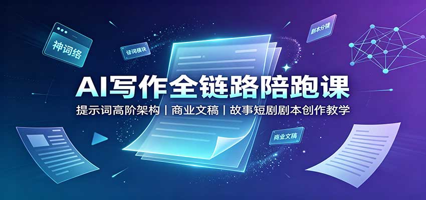 AI写作全链路陪跑课:提示词高阶架构,商业文稿,故事短剧剧本创作教学-青鹤工作室