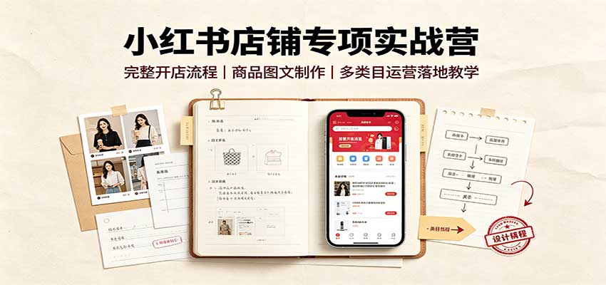 小红书店铺专项实战营:完整开店流程,商品图文制作,多类目运营落地教学-青鹤工作室