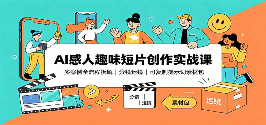 AI感人趣味短片创作实战课:多案例全流程拆解,分镜运镜,可复制提示词素材包-青鹤工作室