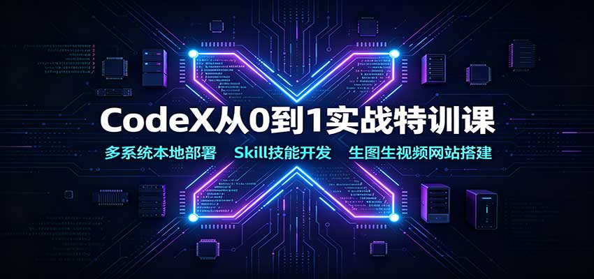 CodeX从0到1实战特训课：多系统本地部署，Skill技能开发，生图生视频网站搭建-青鹤工作室