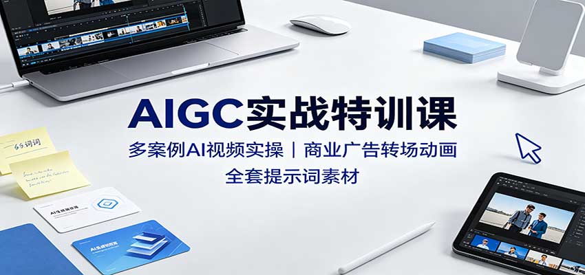 AIGC实战特训课:多案例AI视频实操,商业广告转场动画,全套提示词素材-青鹤工作室