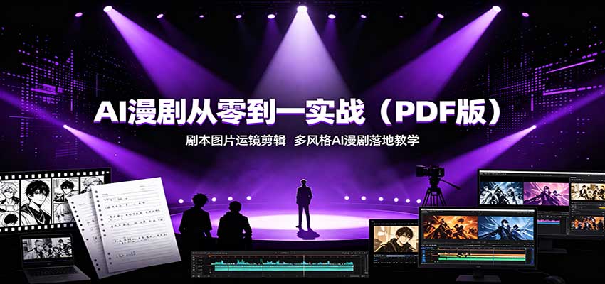 AI漫剧从零到一实战(PDF版):剧本图片运镜剪辑,多风格AI漫剧落地教学-青鹤工作室