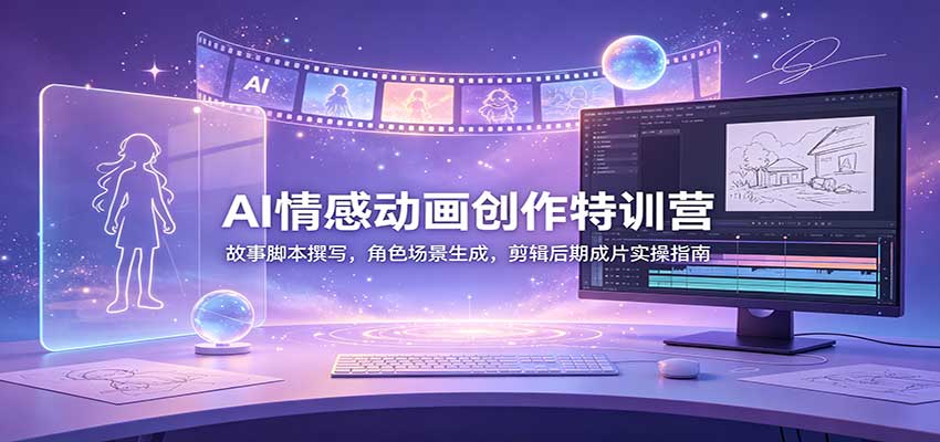 AI情感动画创作特训营:故事脚本撰写,角色场景生成,剪辑后期成片实操指南-青鹤工作室