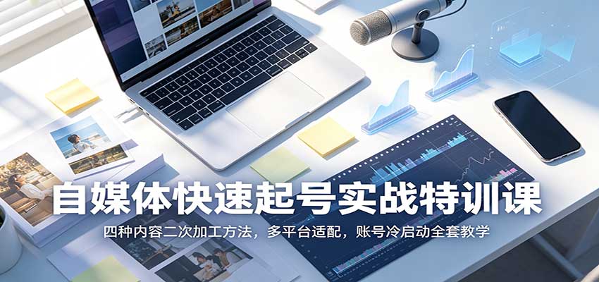 自媒体快速起号实战特训课:四种内容二次加工方法,多平台适配,账号冷启动全套教学-青鹤工作室