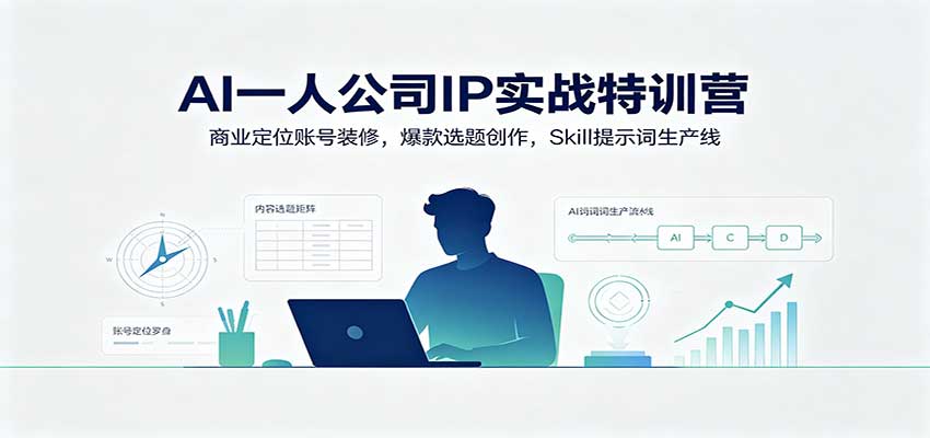 AI一人公司IP实战特训营:商业定位账号装修,爆款选题创作,Skill提示词生产线-青鹤工作室