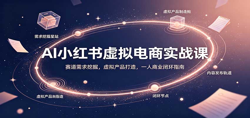 AI小红书虚拟电商实战课：赛道需求挖掘，虚拟产品打造，一人商业闭环指南-青鹤工作室