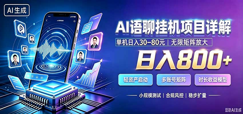 AI语聊挂机，日入800+，适用个人副业，工作室矩阵操作-青鹤工作室