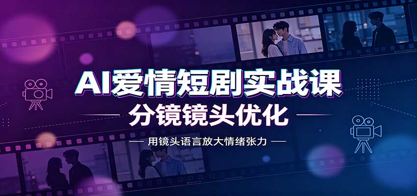 AI爱情短剧实战课:故事剧本创作,分镜镜头优化,智能体提示词-青鹤工作室