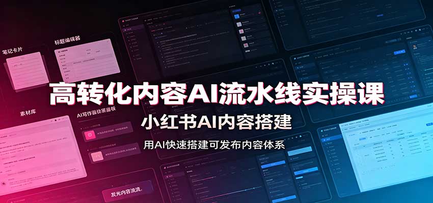 高转化内容AI流水线实操课:小红书AI内容搭建,Skill工具配置,转化内容生产-青鹤工作室