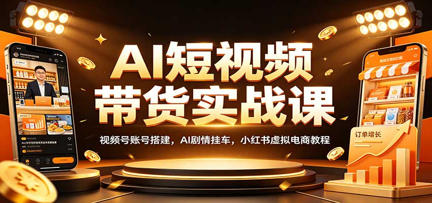 AI短视频带货实战课:视频号账号搭建,AI剧情挂车,小红书虚拟电商教程-青鹤工作室