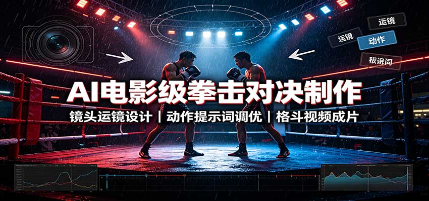 AI电影级拳击对决制作:镜头运镜设计,动作提示词调优,格斗视频成片-青鹤工作室