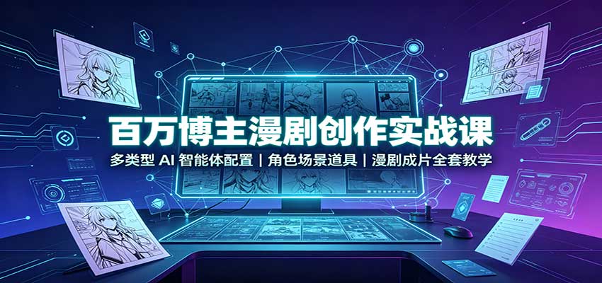 百万博主漫剧创作实战课:多类型AI智能体配置,角色场景道具,漫剧成片全套教学-青鹤工作室