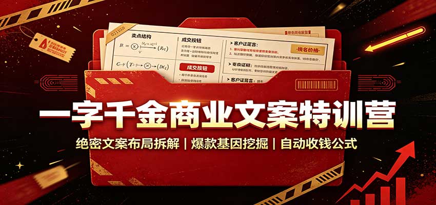 一字千金商业文案特训营：绝密文案布局拆解，爆款基因挖掘，自动收钱公式-青鹤工作室