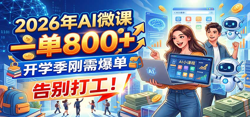 2026年AI微课,一单800+,开学季刚需爆单,告别打工!-青鹤工作室