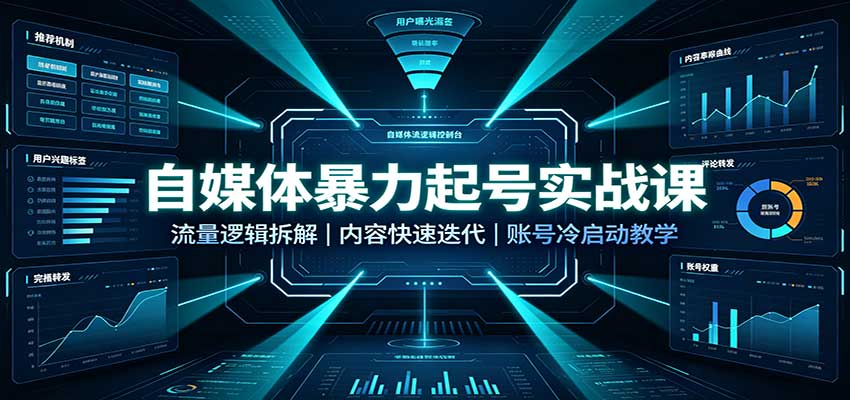 自媒体暴力起号实战课:流量逻辑拆解,内容快速迭代,账号冷启动教学-青鹤工作室